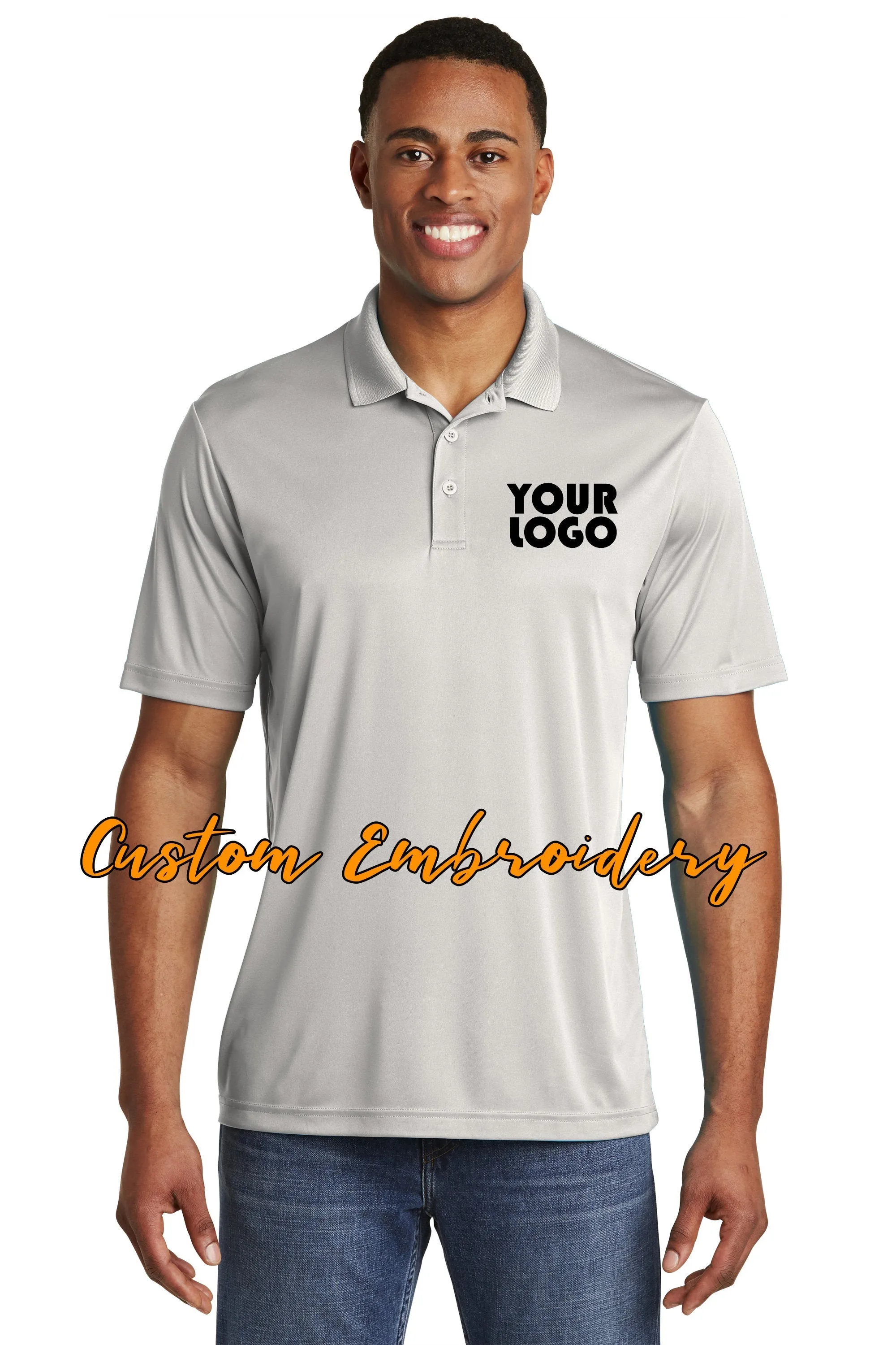 Custom Embroidered Men's Performance Polo Shirt - Sport-Tek PosiCharge Competitor Polo - Includes 4in x 4in Embroidery - Moistur