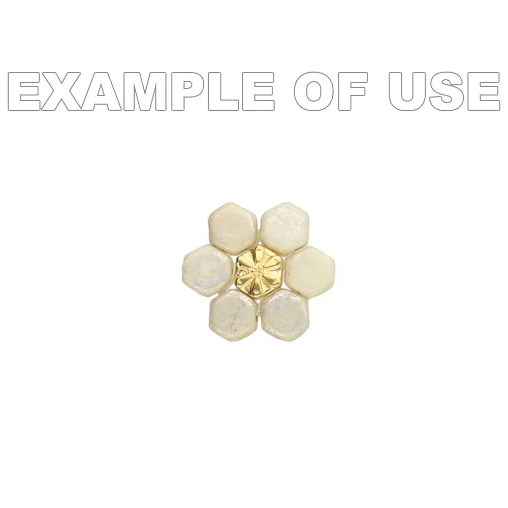 Cymbal Bead Substitute for Honeycomb Beads, Stelida, 2-Hole Hexagon, Flower, 24K Gold Plated (10 Pc)