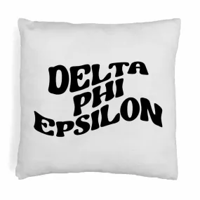 Delta Phi Epsilon Greek Mod Design on a Sorority Throw Pillow for Dorm Room or Apartment Decor