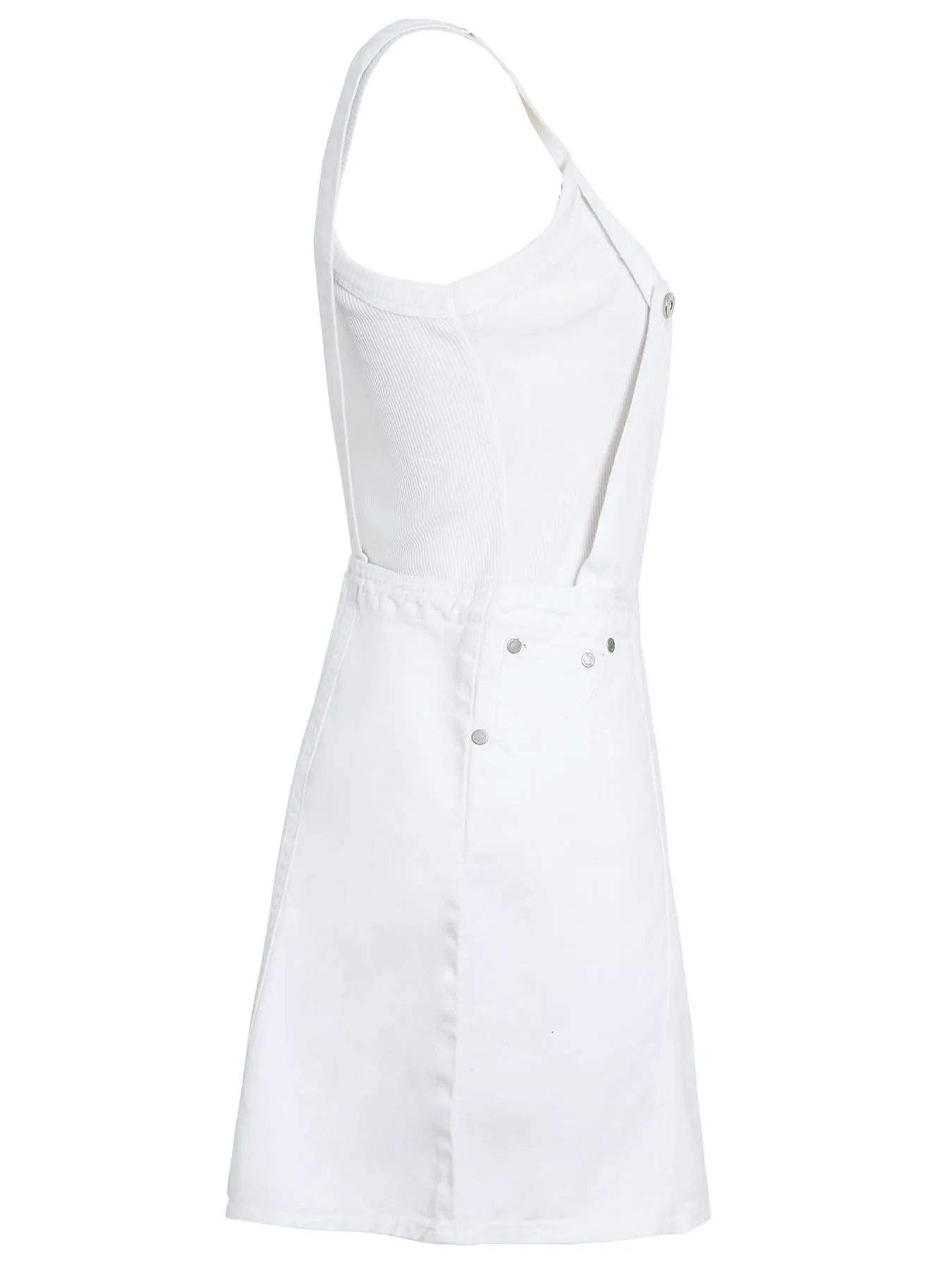 Denim Dungaree Skirt Pinafore Dress, Off White, UK Sizes 4 to 12