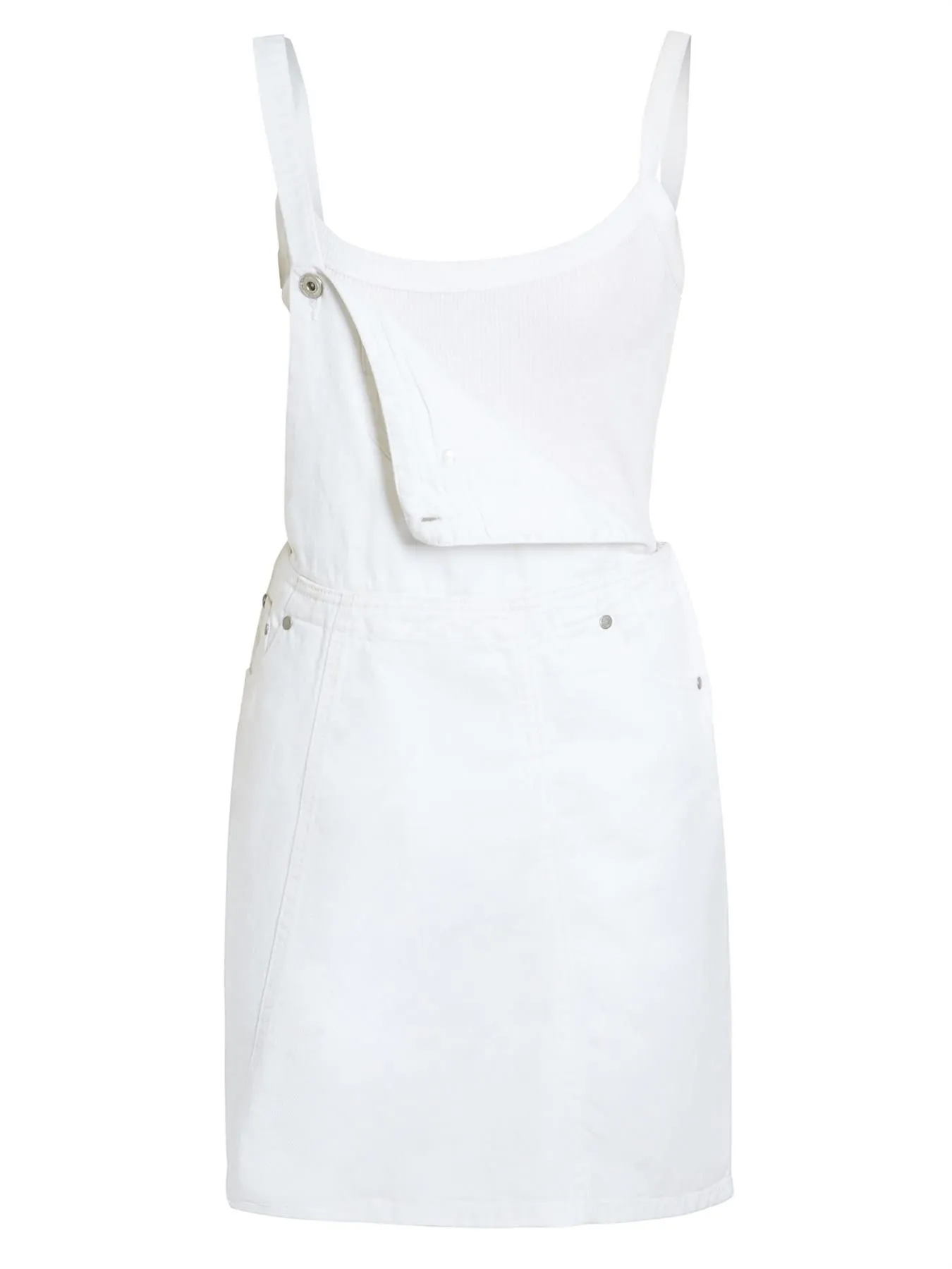 Denim Dungaree Skirt Pinafore Dress, Off White, UK Sizes 4 to 12