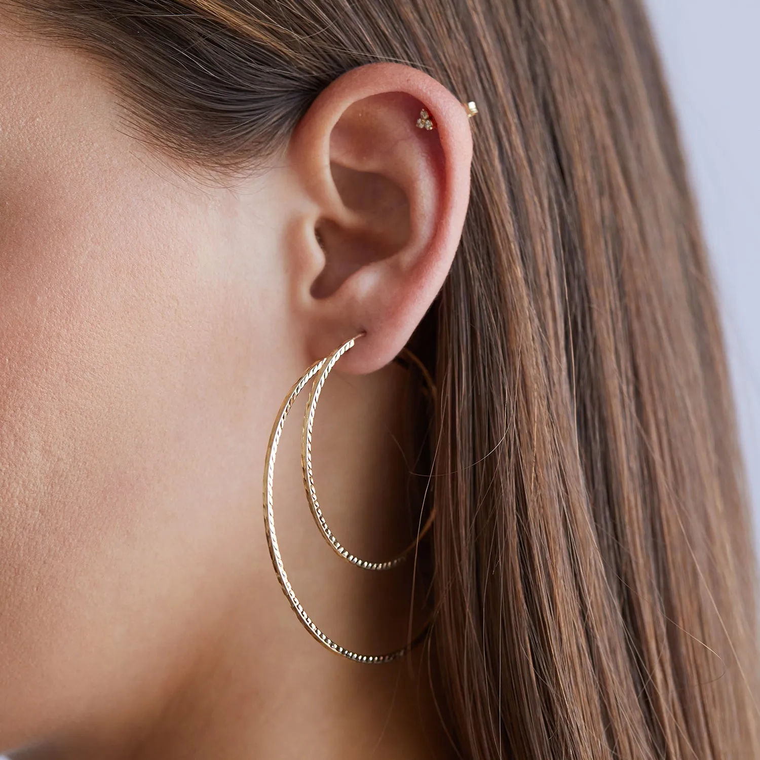 Diamond Cut Endless Hoop Earrings