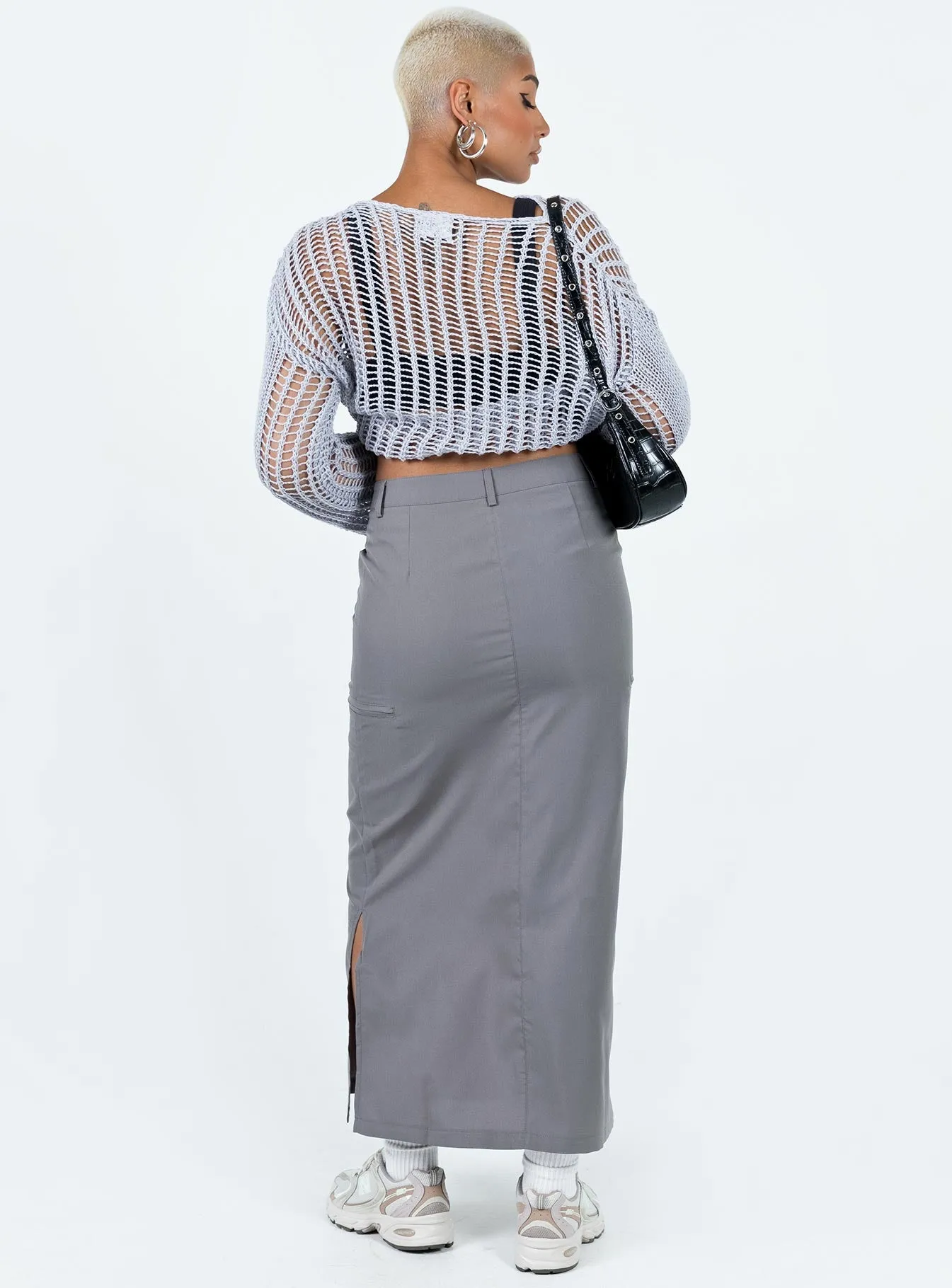 Elderbery Cargo Maxi Skirt Grey