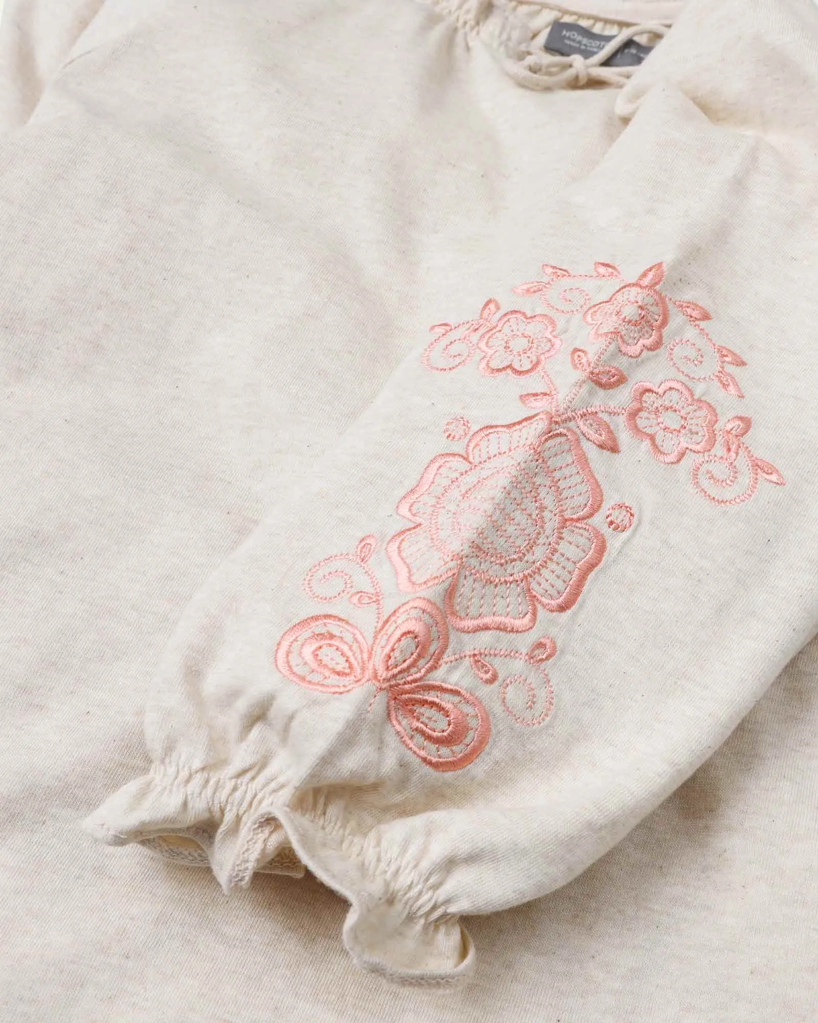 Embroidered Oatmeal Top