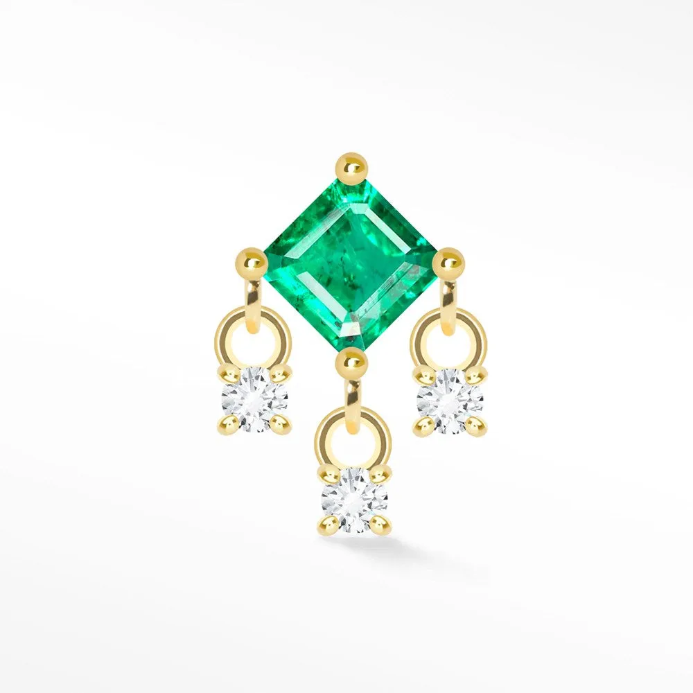 Emerald Flat Back Earring 14k Yellow