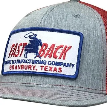 Fast Back Men's Embroidered Logo Patch Trucker Cap in Grey/Red