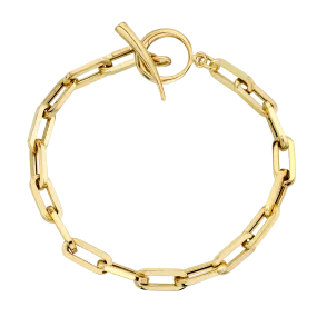 Fine Rectangular Link Chain Bracelet with Tusk Clasp