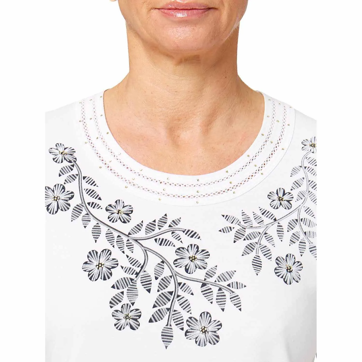 Flower Print Top - White