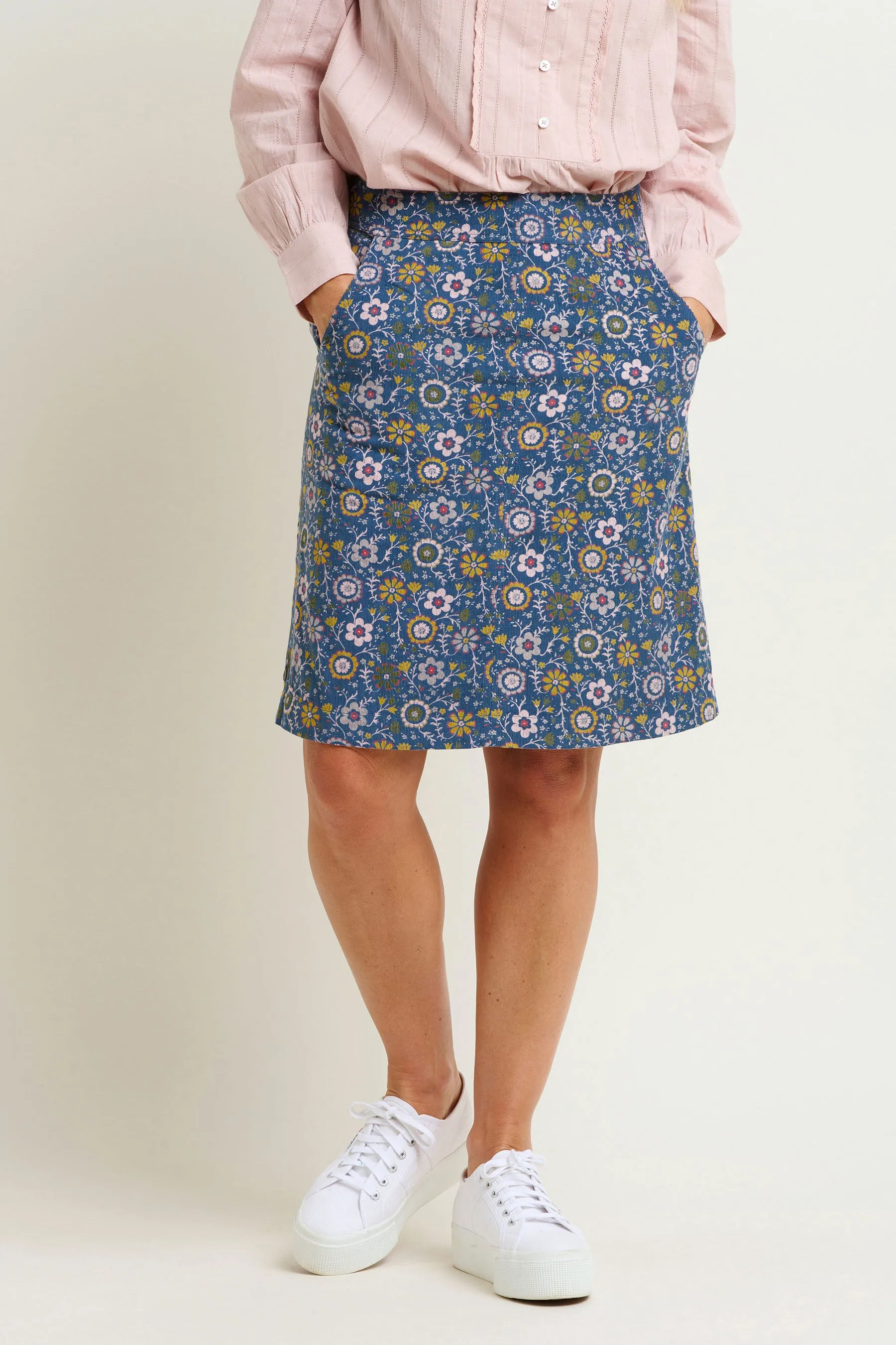 Folk Floral Cord Skirt