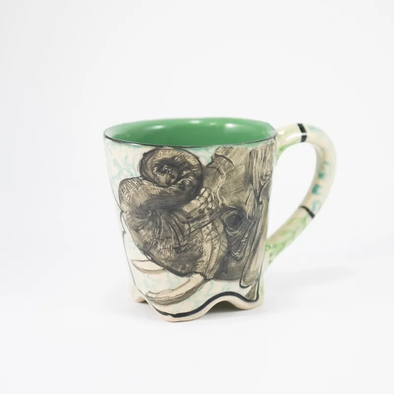 Footed Mug with Elephant