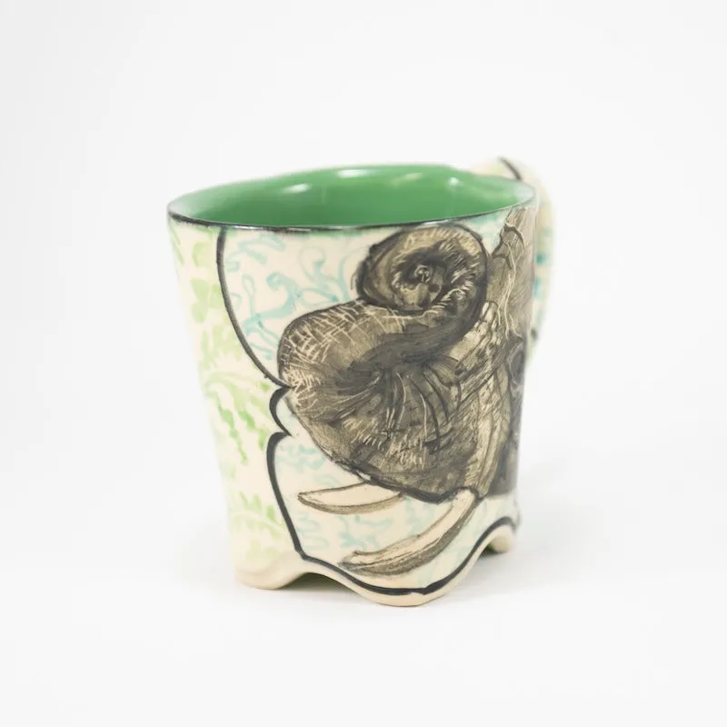 Footed Mug with Elephant