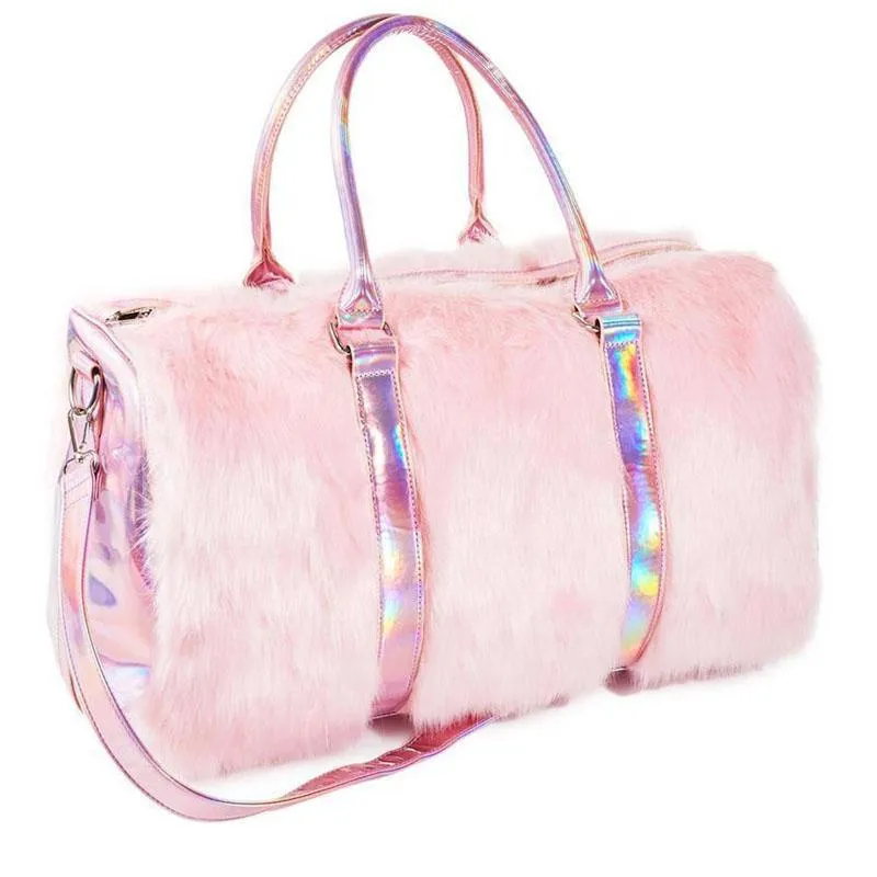 FURRY PINK DELUXE TRAVEL BAG