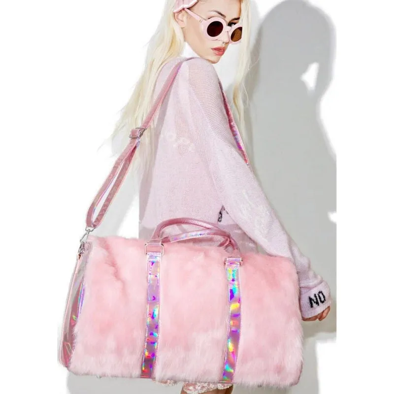 FURRY PINK DELUXE TRAVEL BAG