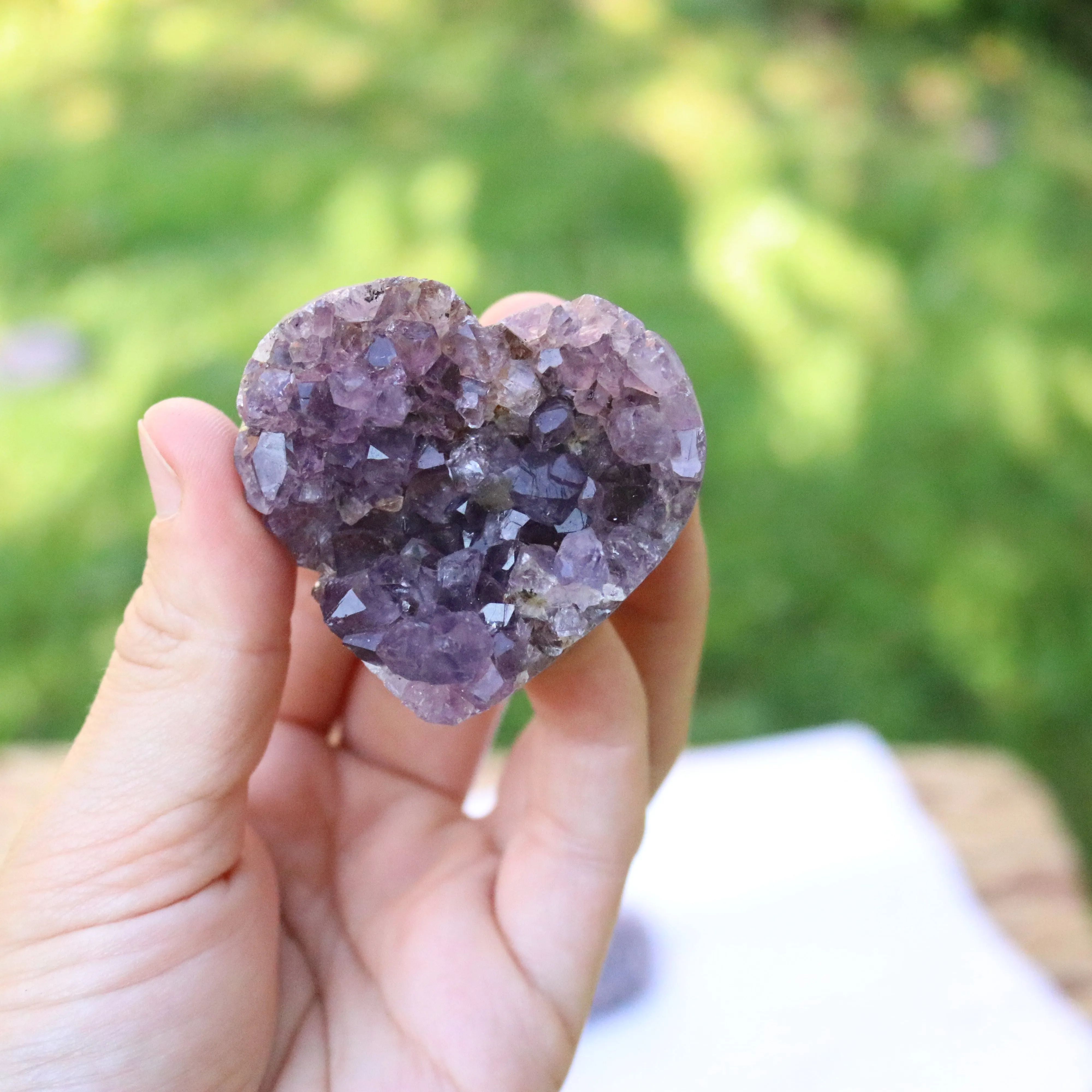 Gorgeous Amethyst Heart Druzy Geode Carvings from Brazil