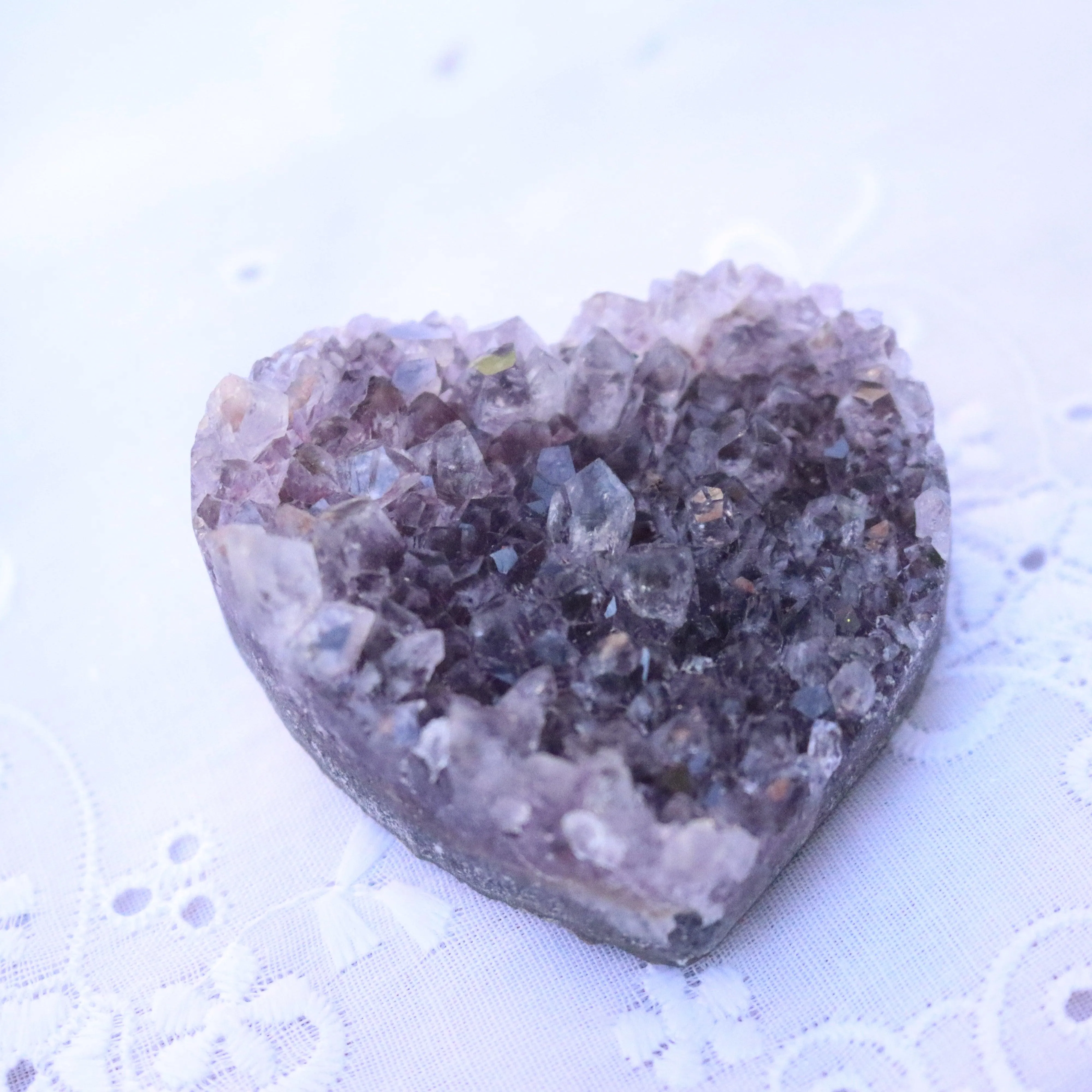 Gorgeous Amethyst Heart Druzy Geode Carvings from Brazil