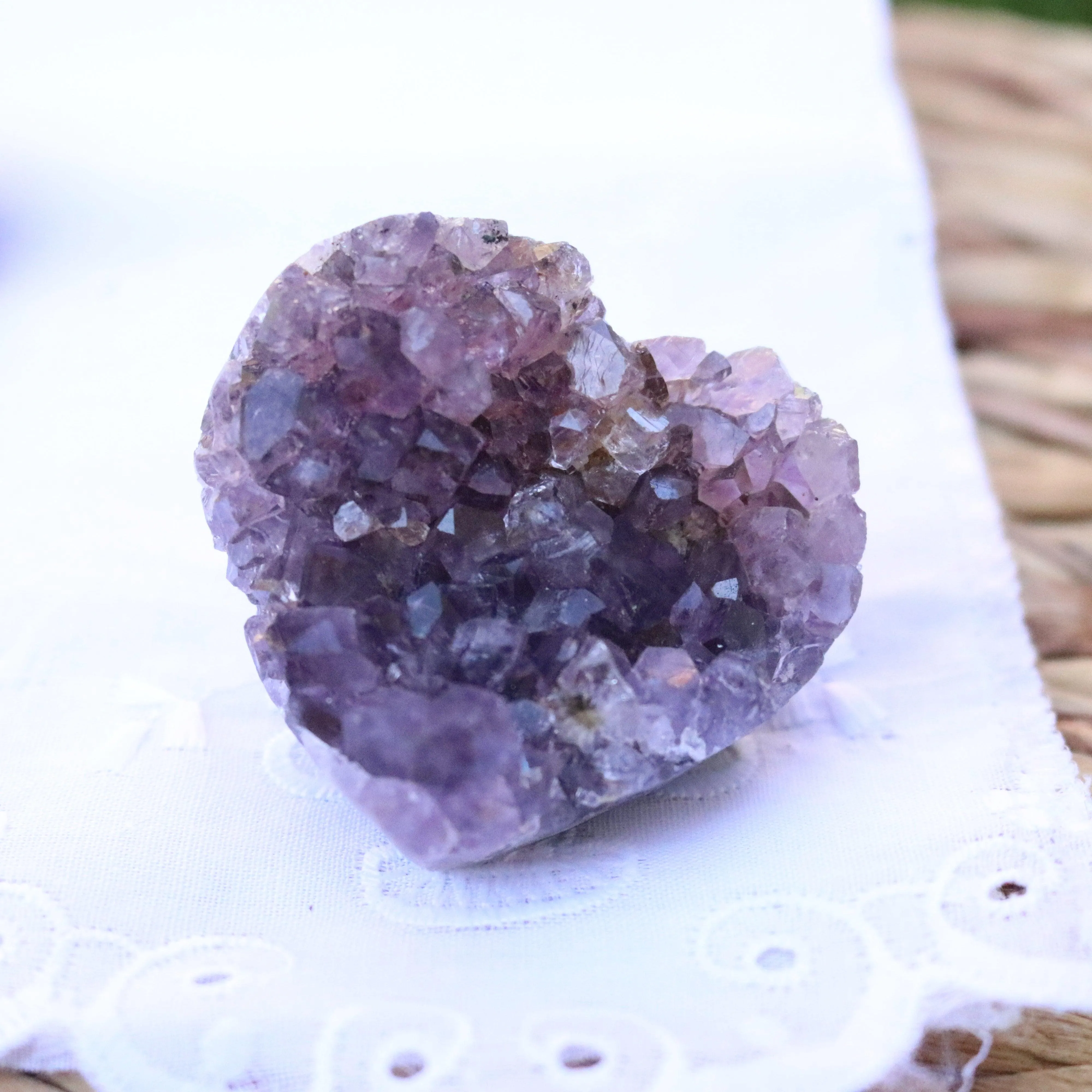 Gorgeous Amethyst Heart Druzy Geode Carvings from Brazil