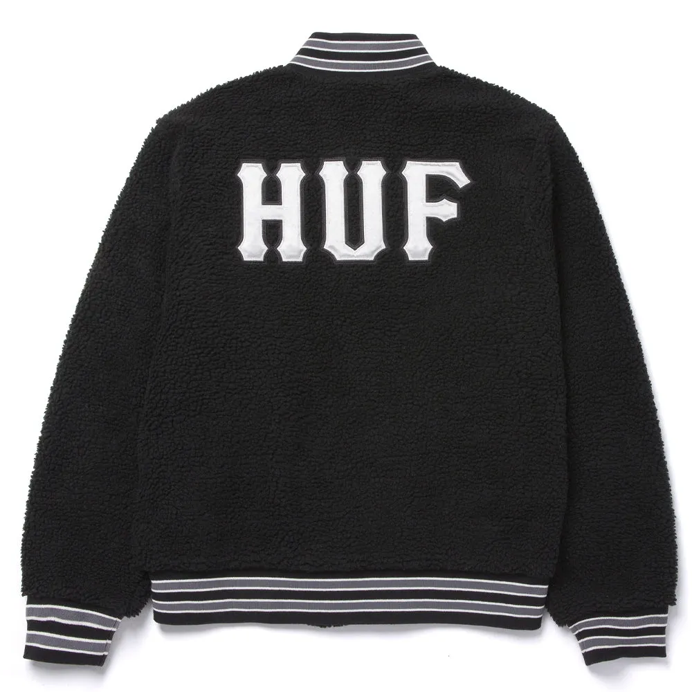 HUF SHERPA VARSITY JACKET // BLACK