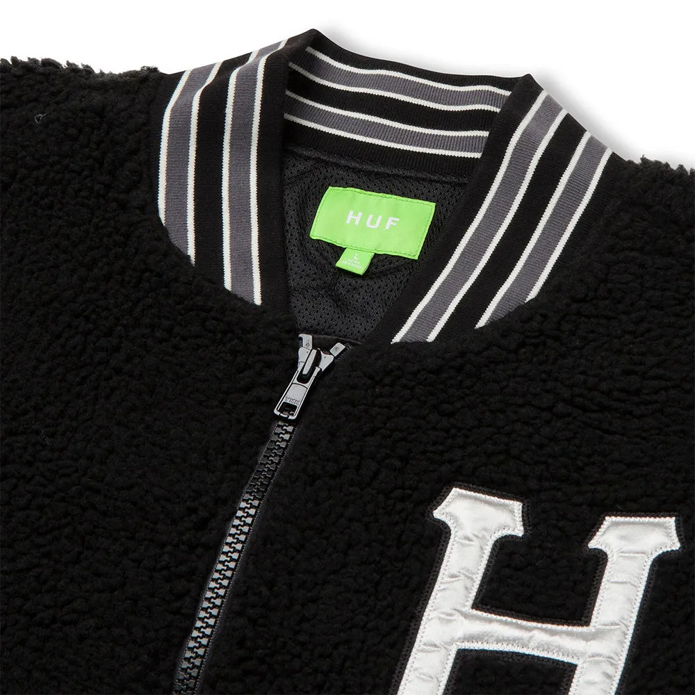 HUF SHERPA VARSITY JACKET // BLACK