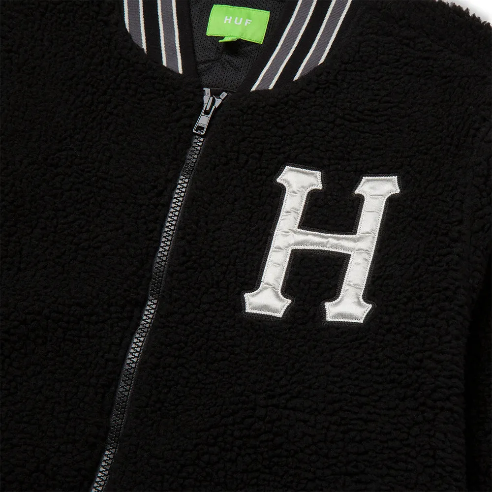 HUF SHERPA VARSITY JACKET // BLACK