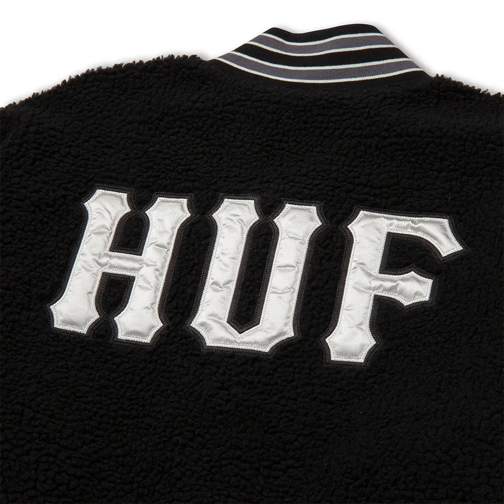 HUF SHERPA VARSITY JACKET // BLACK