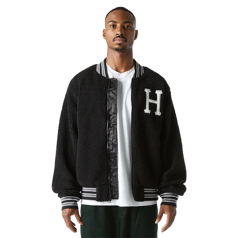 HUF SHERPA VARSITY JACKET // BLACK