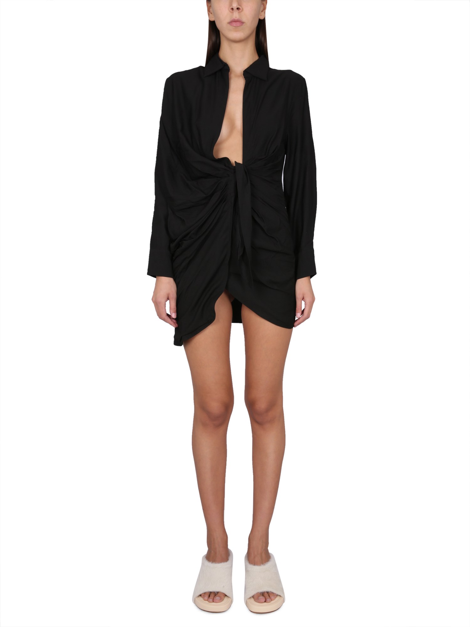 JACQUEMUS    BAHIA COTTON DRAPED DRESS