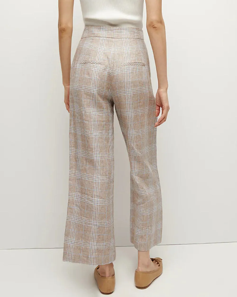 Khaki Check Linen Brixton Pant