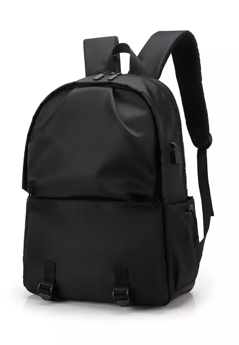 Lara Men's Travel Day-pack School Bag for High School Students with USE Charging Port - Black