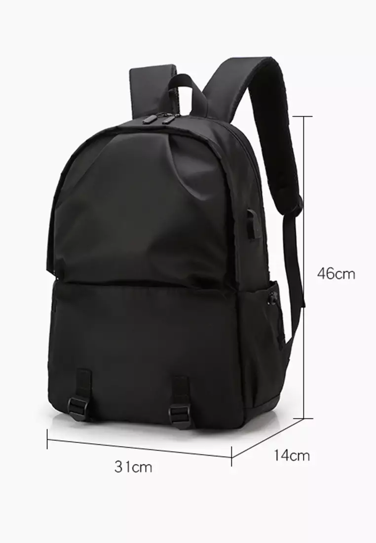 Lara Men's Travel Day-pack School Bag for High School Students with USE Charging Port - Black