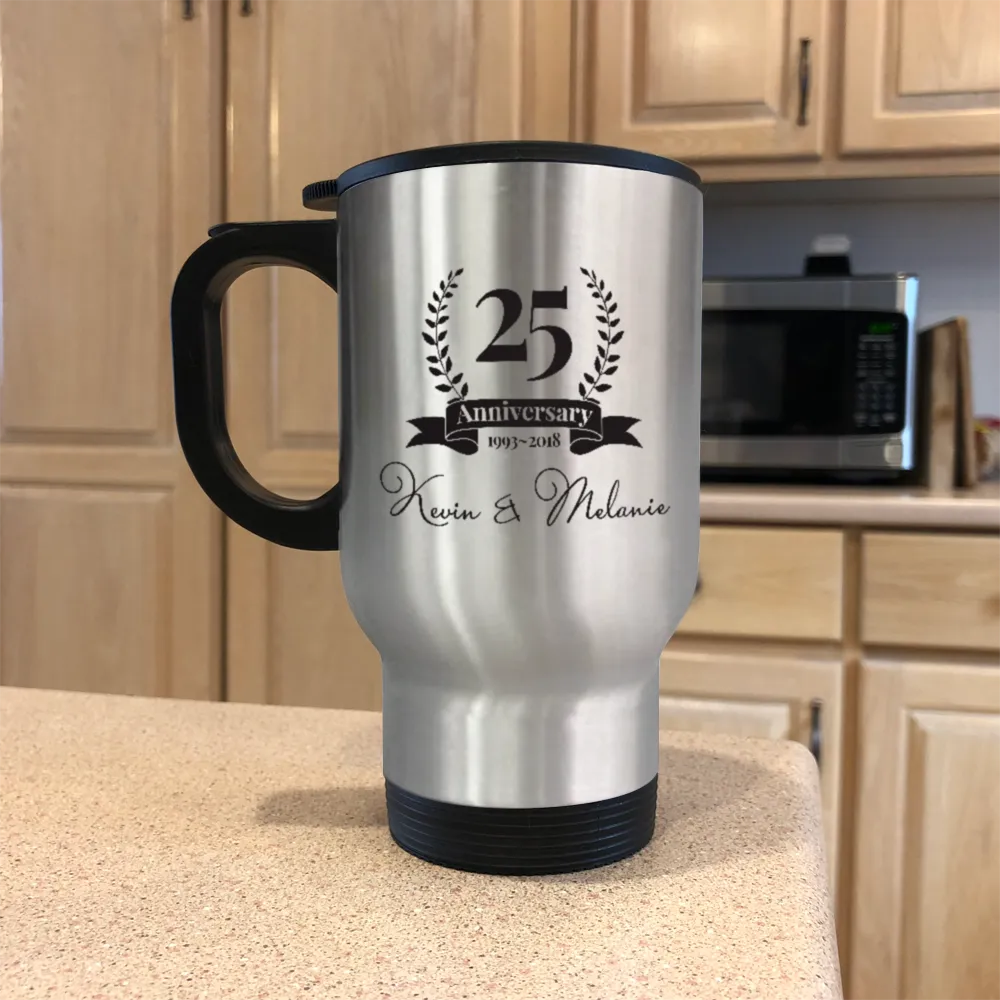 Laurel Underline Personalized Metal Coffee and Tea Travel Mug