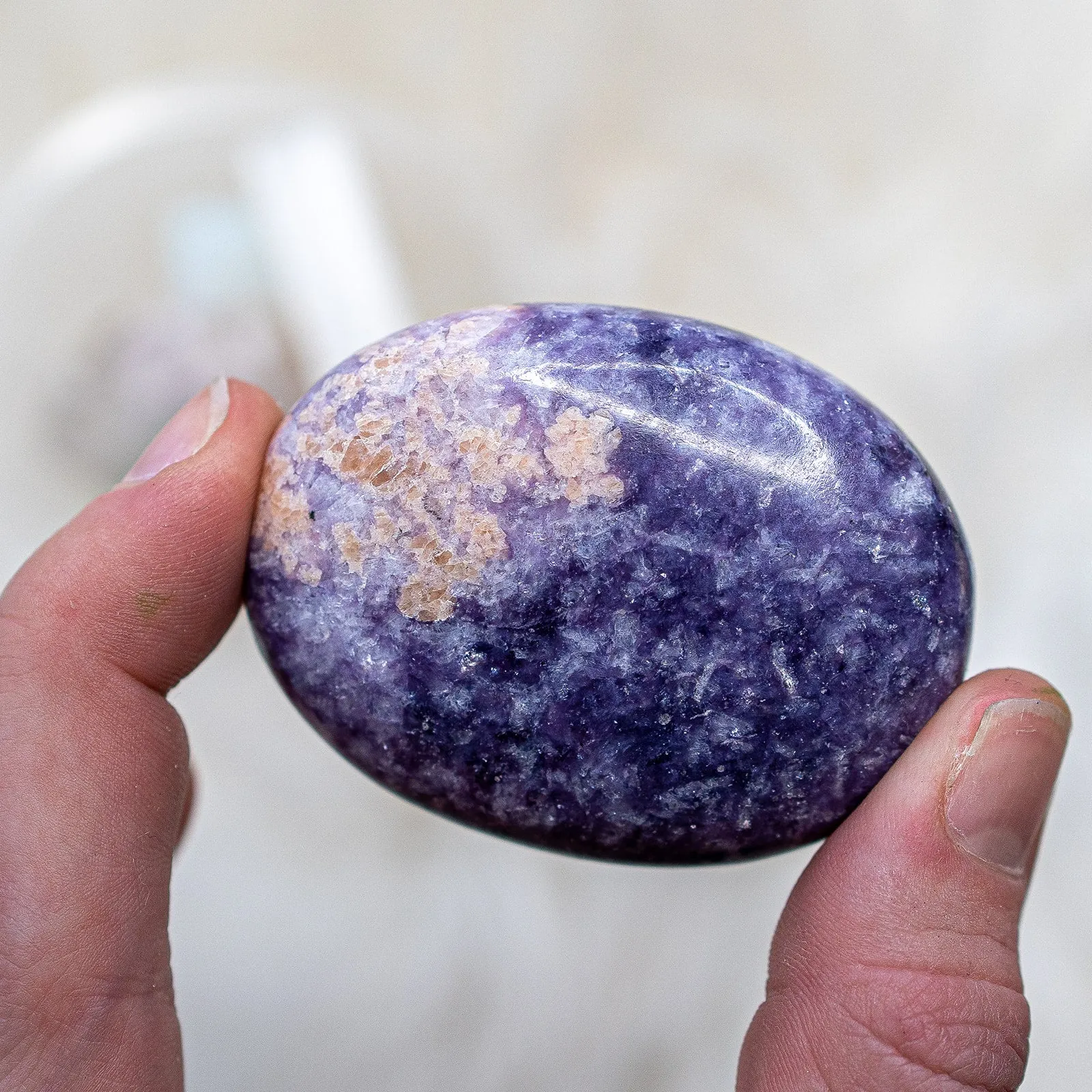 Lepidolite Pillow Palm Stones ~ Soothe Anxiety and Bring Balance to Emotions