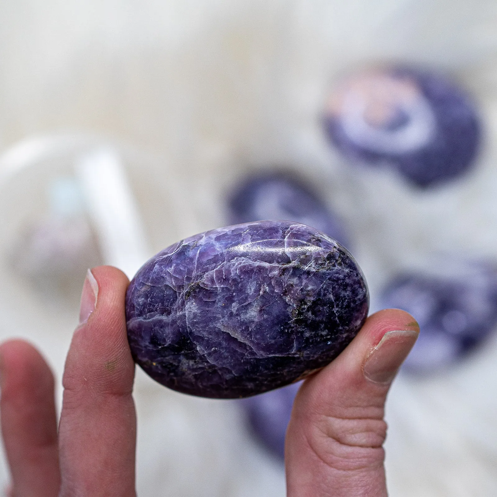 Lepidolite Pillow Palm Stones ~ Soothe Anxiety and Bring Balance to Emotions