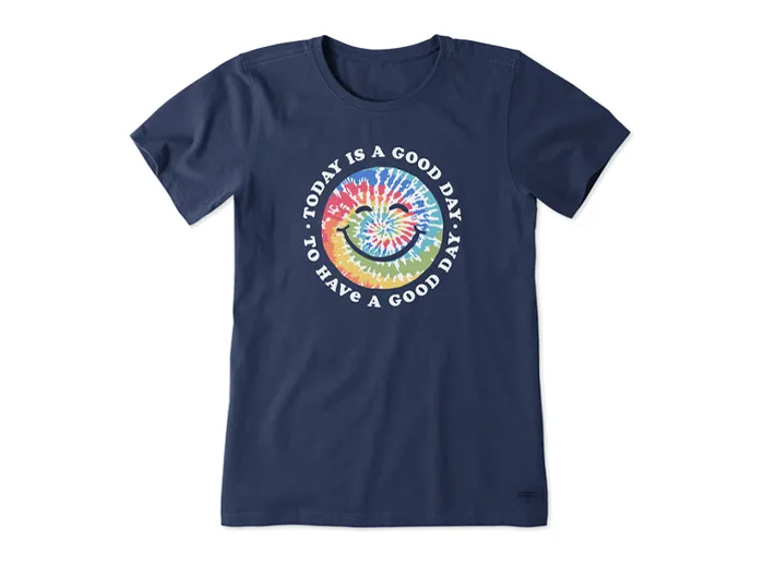 Life is Good Women's Crusher Lite Tee - Tie Dye Smile Good Day