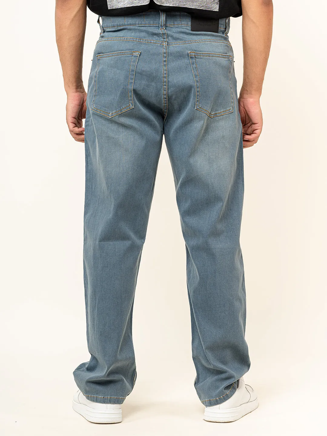 Light Blue Plain Baggy Denim Jeans