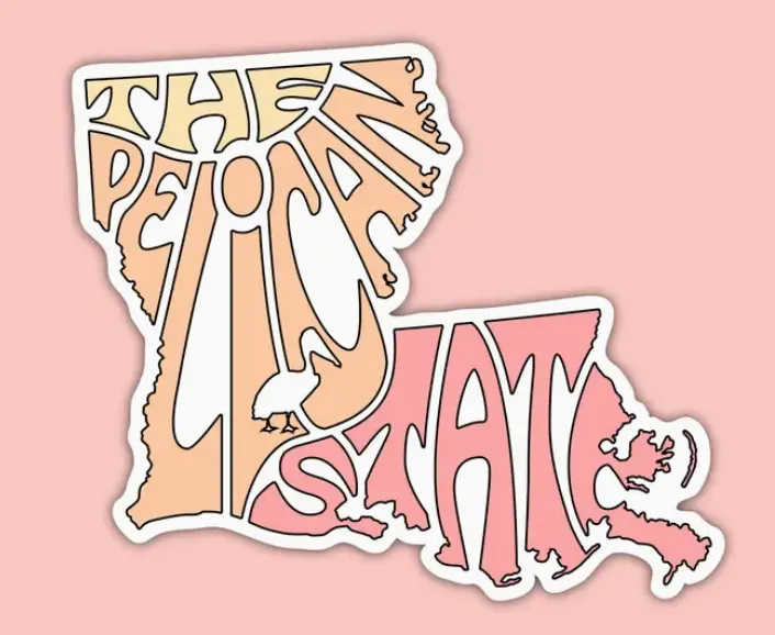 Louisiana Nickname Sticker - the Pelican State (Peach)