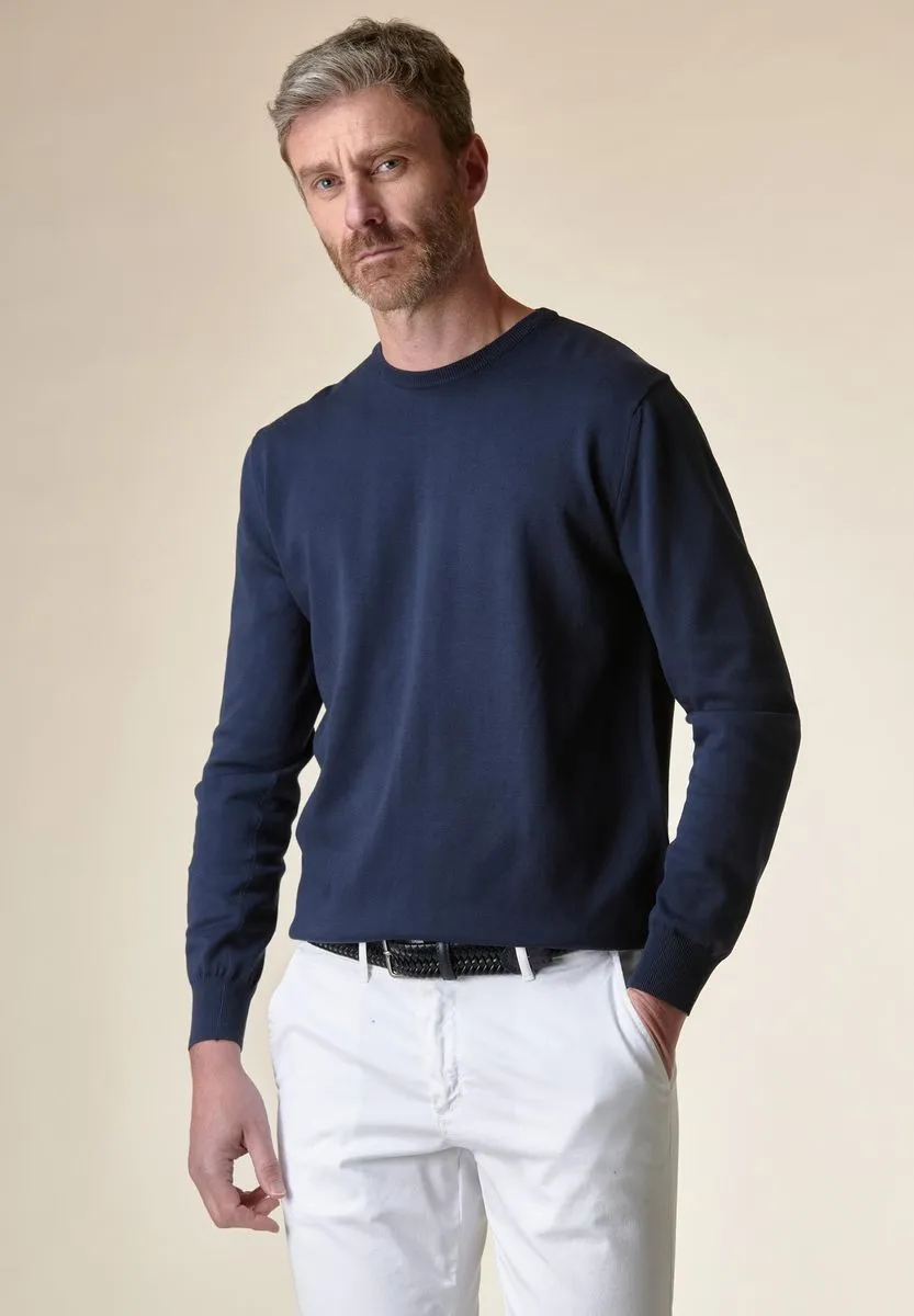 Maglia blu navy girocollo cotone leggero