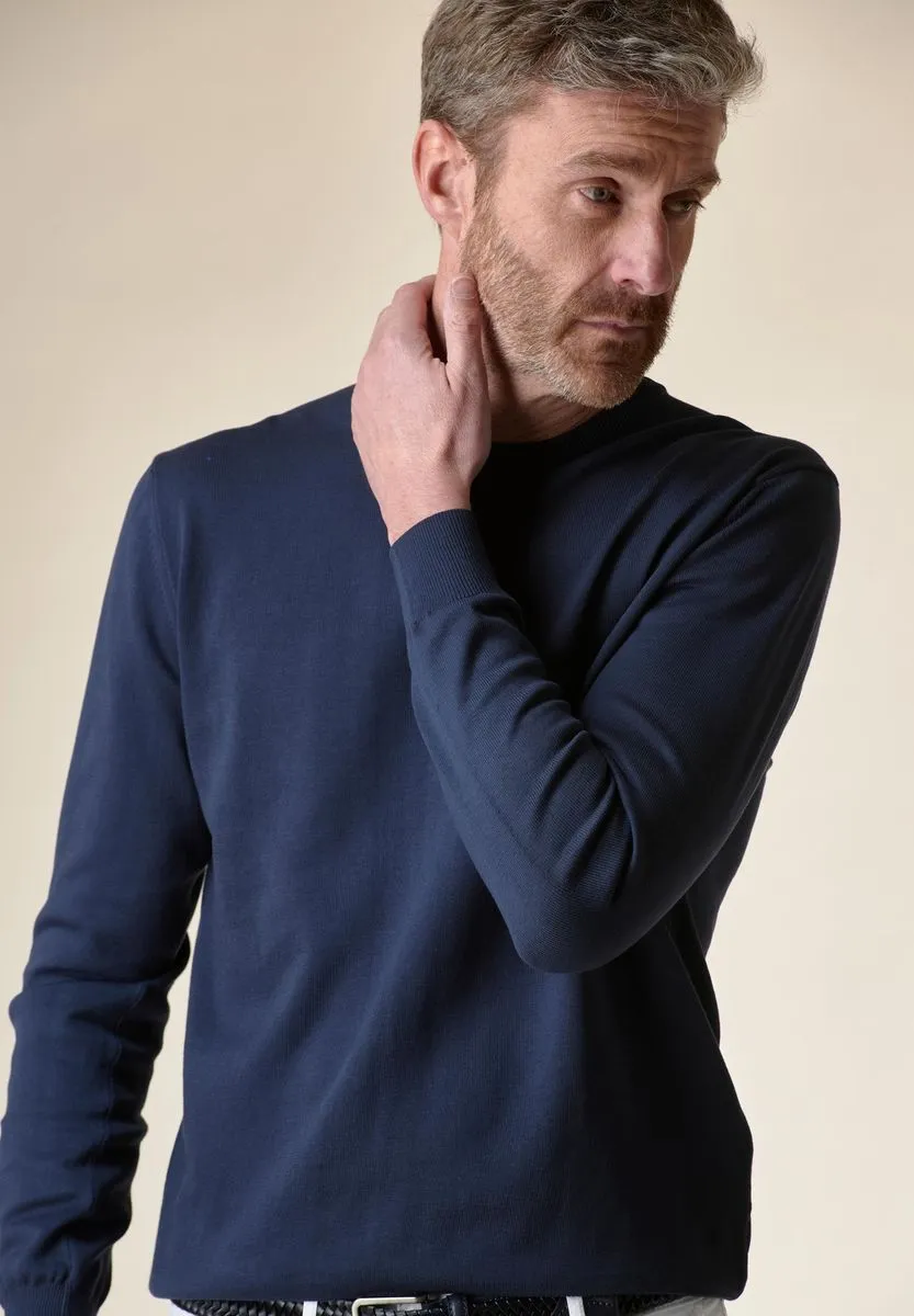 Maglia blu navy girocollo cotone leggero