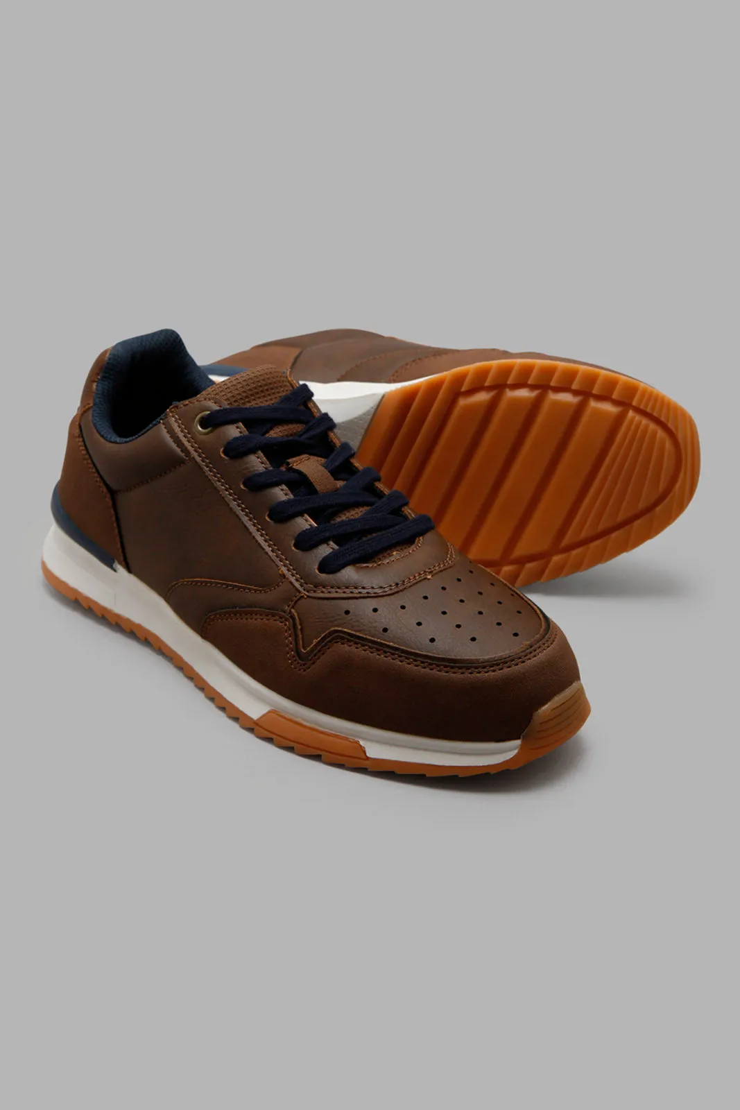 Men Brown Lace Up Sneaker