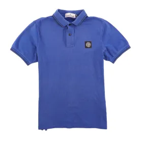 Men's Embroidered Logo Polo Shirt Blue Size S