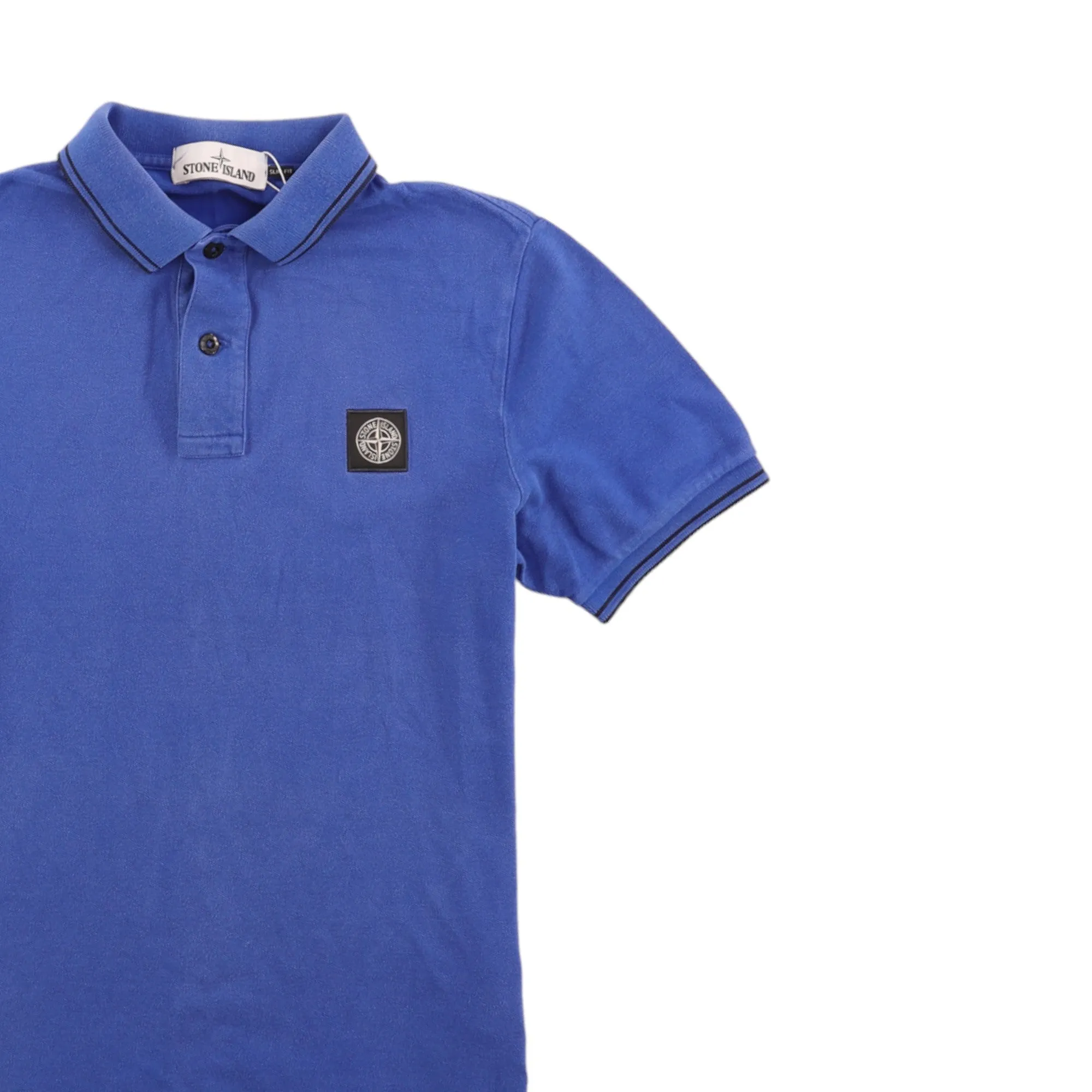 Men's Embroidered Logo Polo Shirt Blue Size S