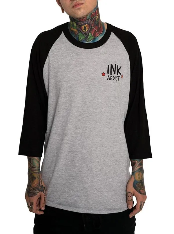 Men's Panther Rose Baseball Tee (Grey/Black)