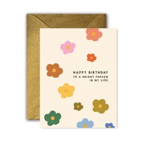 Mod Floral Bright Person Birthday Greeting Card