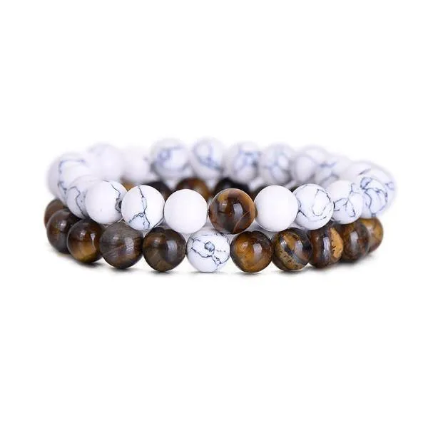 Natural Tiger Eye Stone Couple Distance Bracelets [Set of 2]