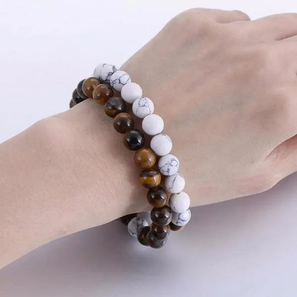 Natural Tiger Eye Stone Couple Distance Bracelets [Set of 2]