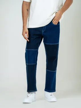 Navy Blue Straight Fit Denim Jeans