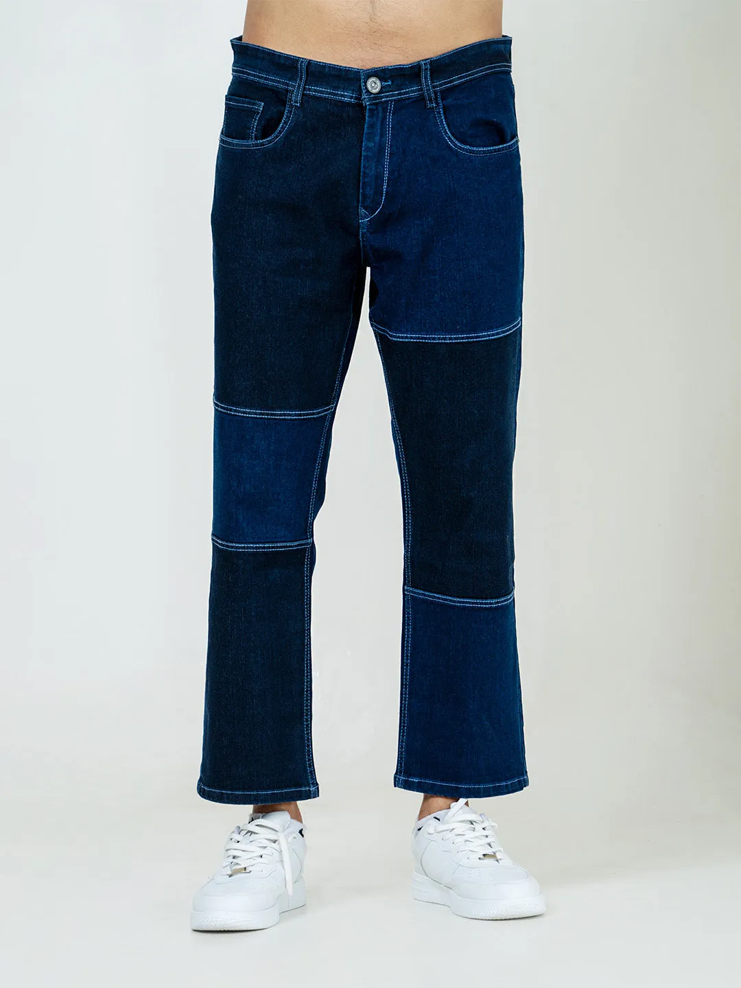 Navy Blue Straight Fit Denim Jeans