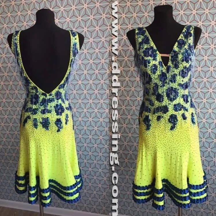 New Navy Lime Latin Dress