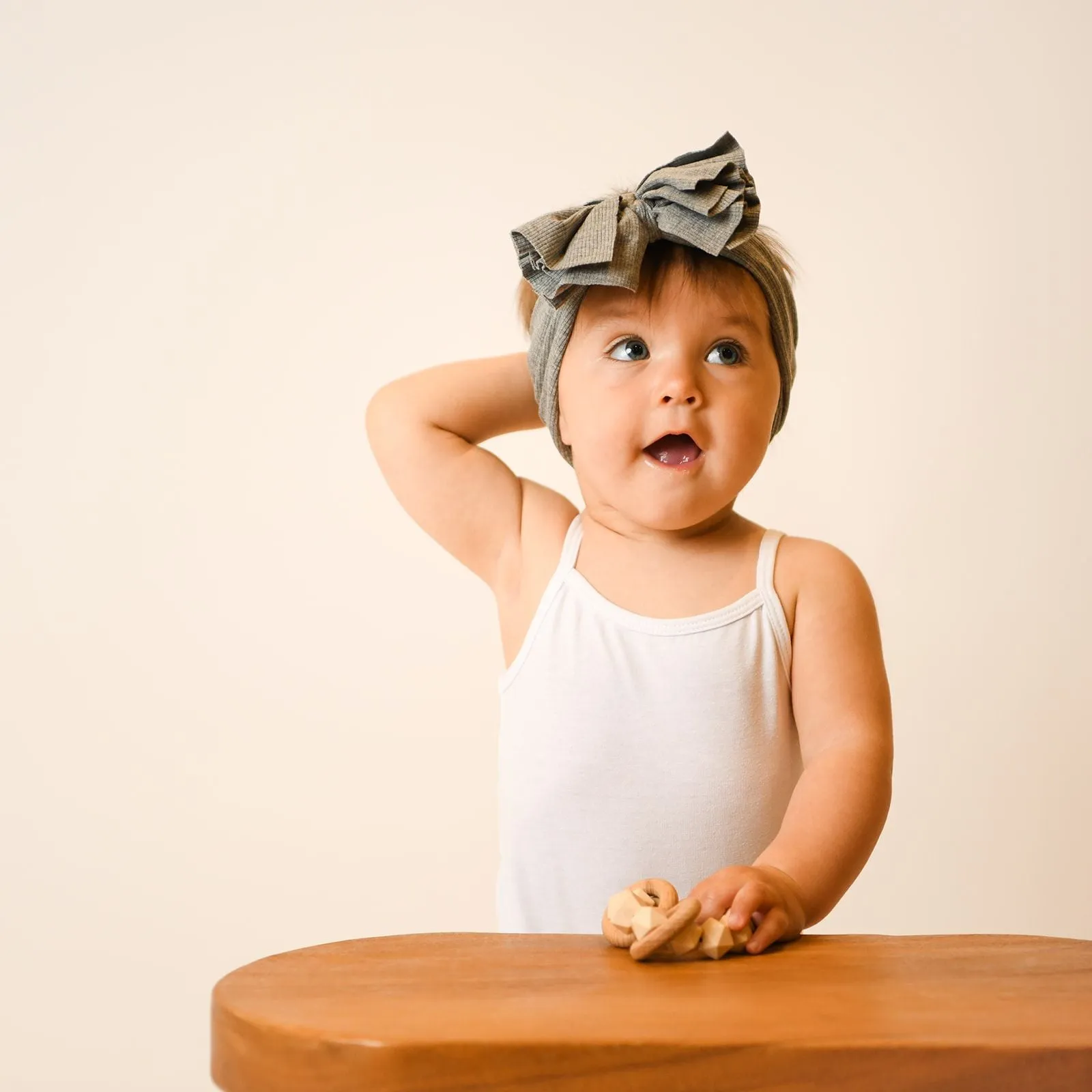 Niccesories Grey Butter Soft Baby Bow Headband