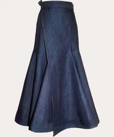 No Pise La Grama Women's Antonia Flared-Hem Denim Wrap Skirt Cotton/Denim/Tencel