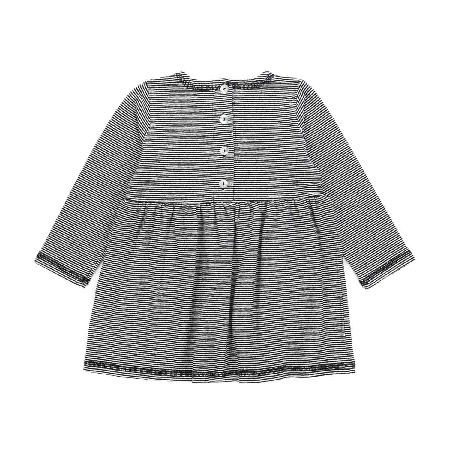 Olive Striped Cotton Blend Dress For Girl